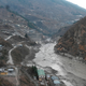 A general view shows the remains of a dam along a river in Tapovan of Chamoli district on February 8, 2021 destroyed following the flash flood.